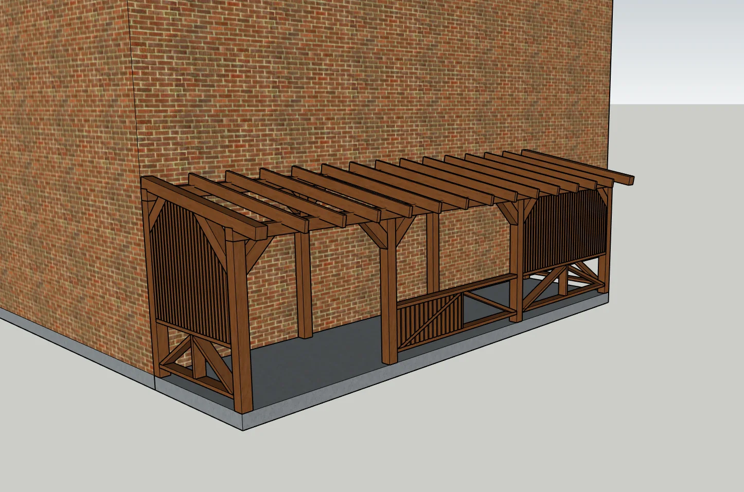 Согласованная модель террасы из клееного бруса в SketchUp