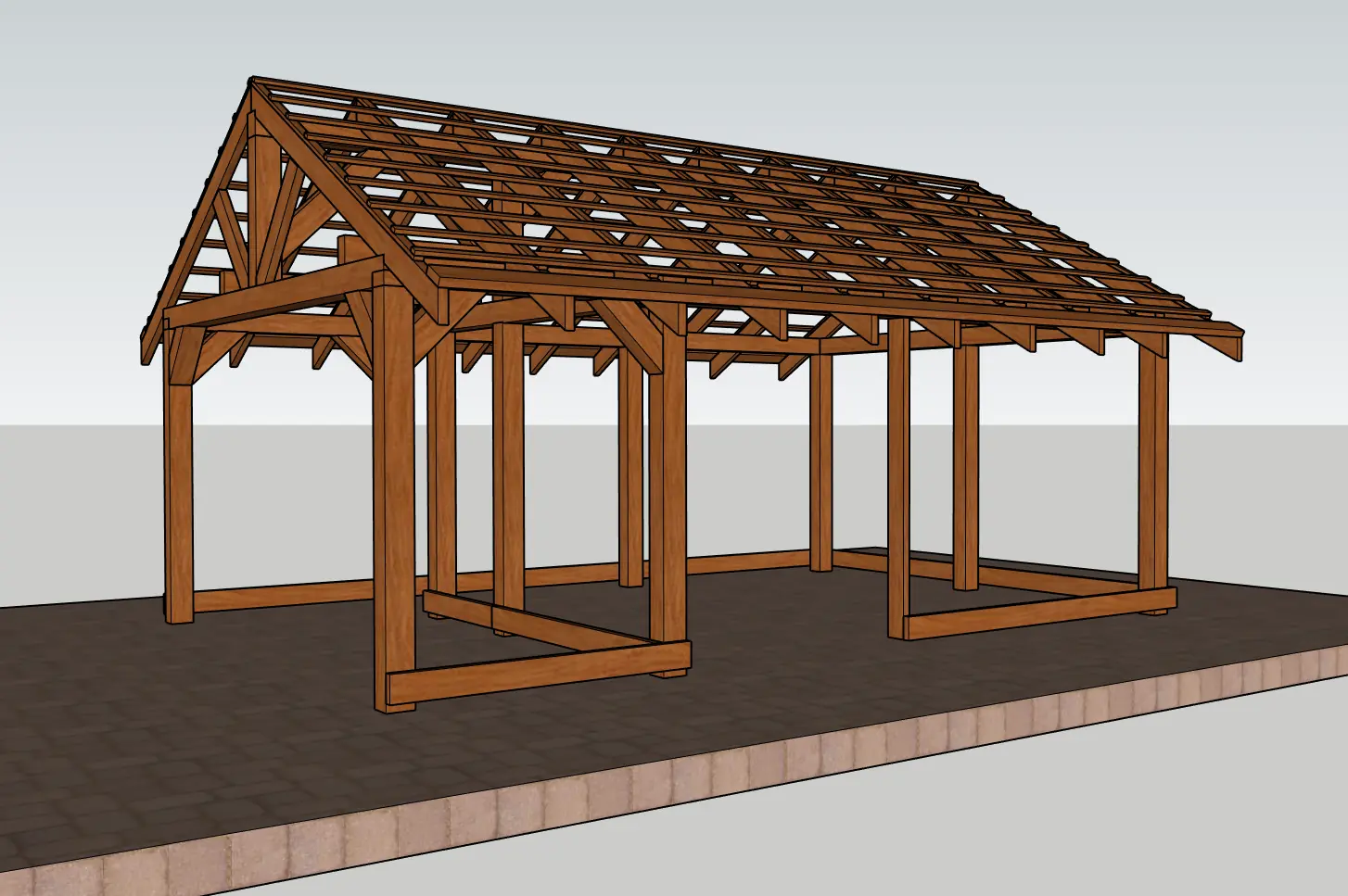 Эскиз деревянной каркасной постройки в SketchUp